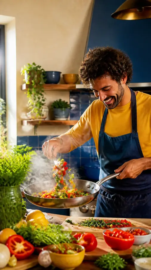 Cook preparing a seasonal dinner