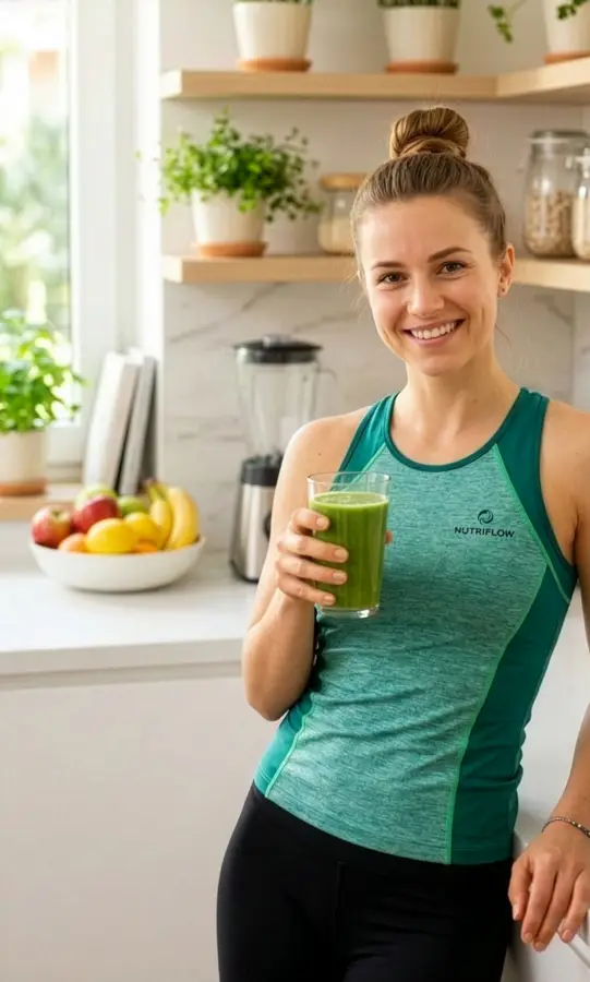 Nutrition coach with a green smoothie